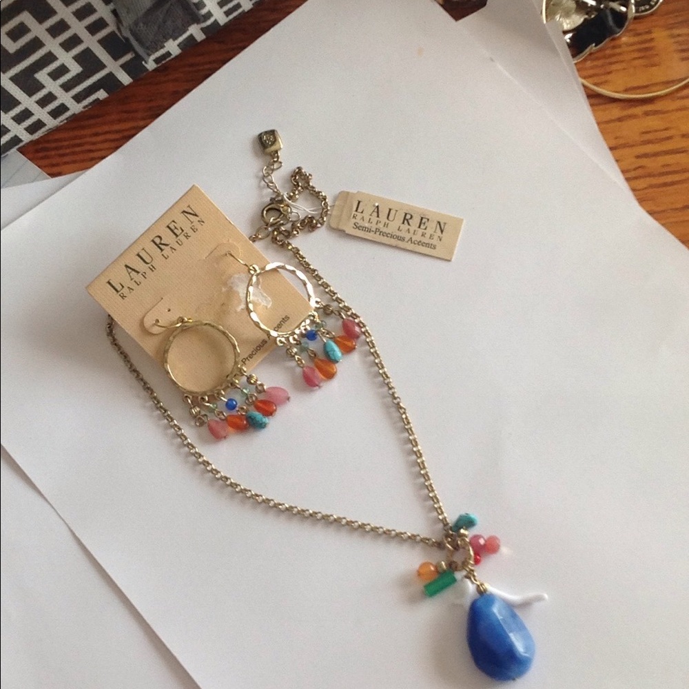 NWT Lauren Ralph Lauren necklace & earrings set